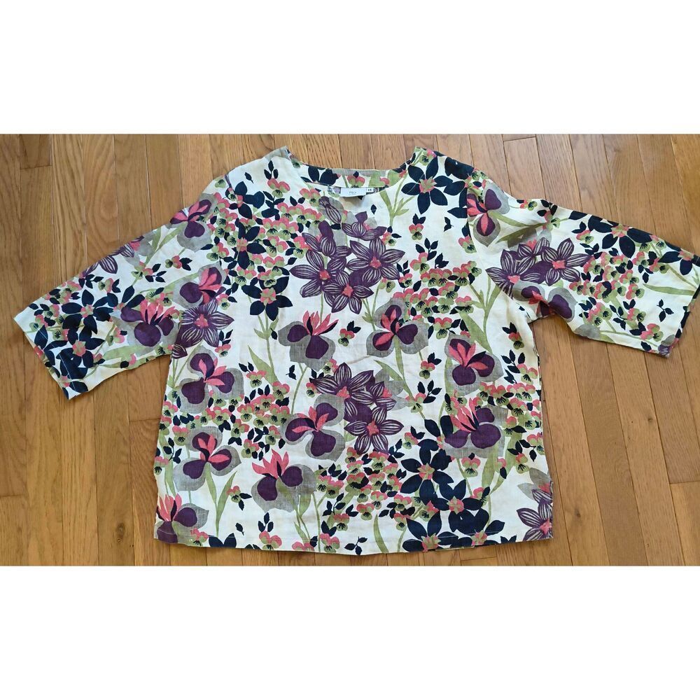 100% linen Blouse top "Hot Cotton"  by Marc Ware linen top blouse top floral pri
